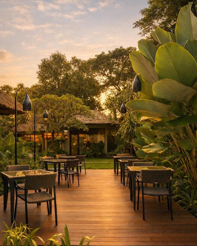Outdoor dining terrace at Gong Restaurant