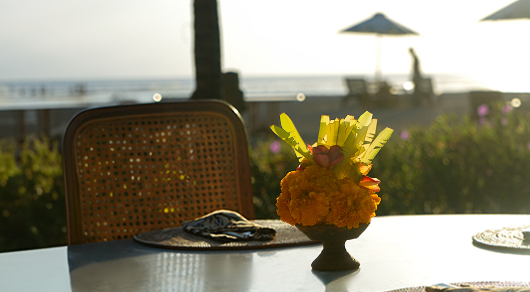 Seaside table setting at Tandjung Sari Restaurant